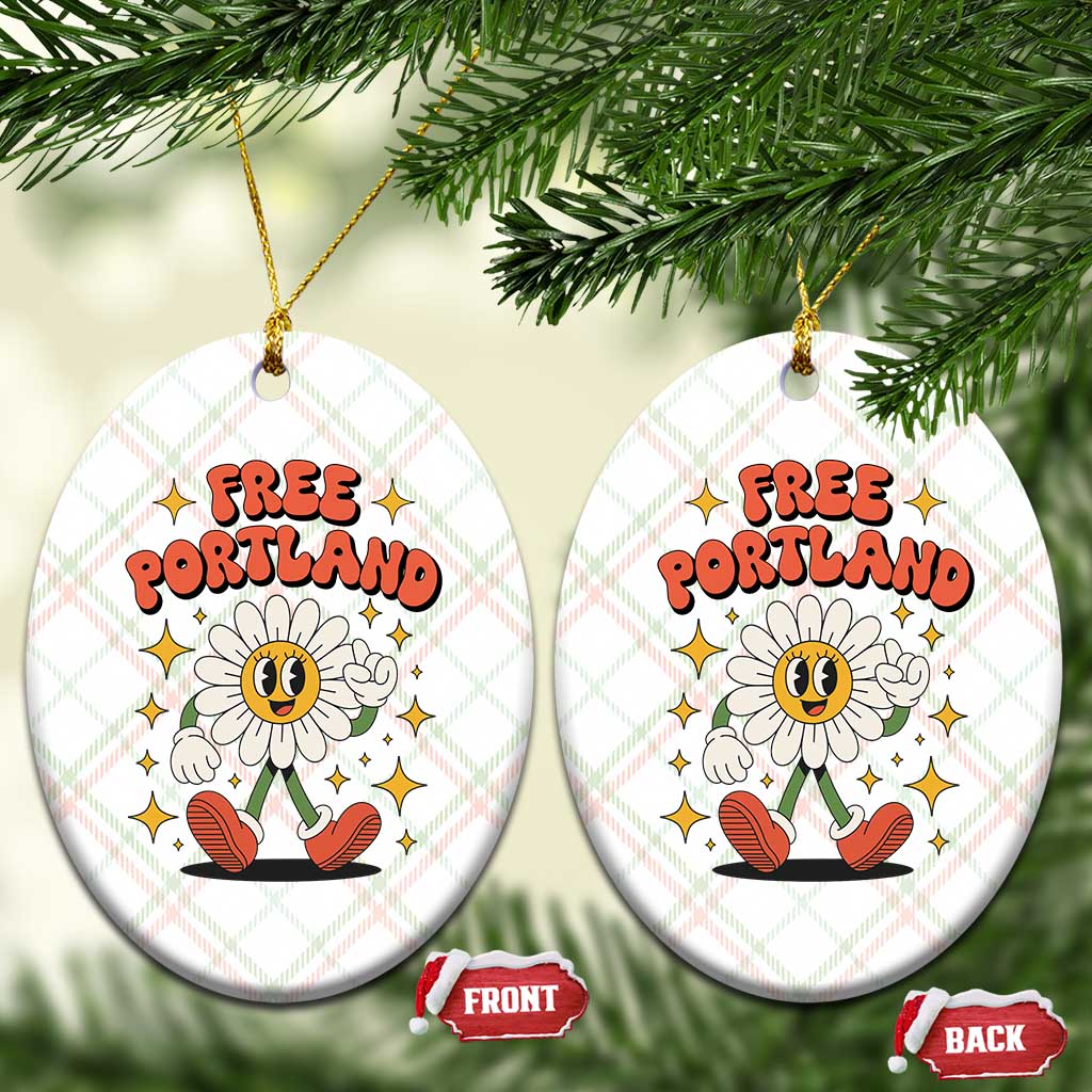 Retro Daisy Free Portland Ceramic Ornament Oregon Freedom Fighter Flower Groovy Graphic TS02 Print Your Wear