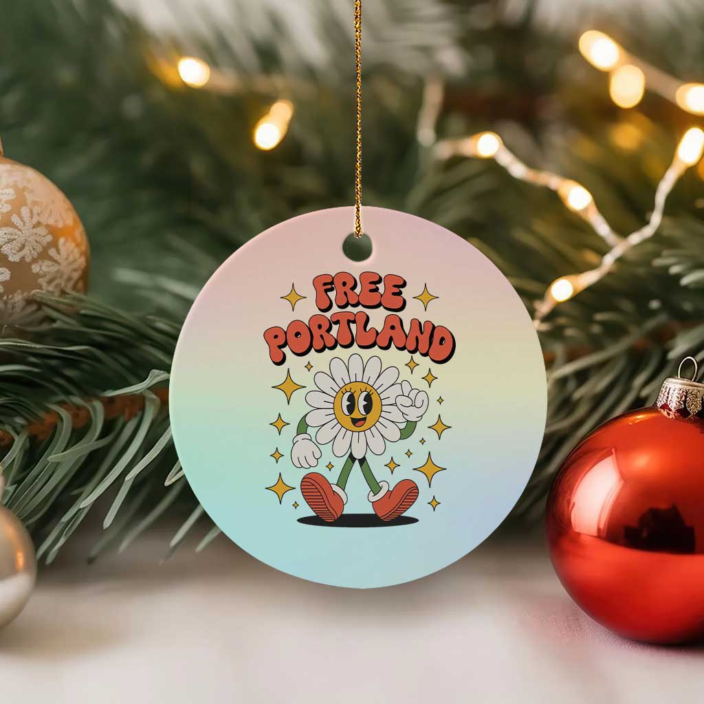 Retro Daisy Free Portland Ceramic Ornament Oregon Freedom Fighter Flower Groovy Graphic TS02 1pc Pastel Print Your Wear