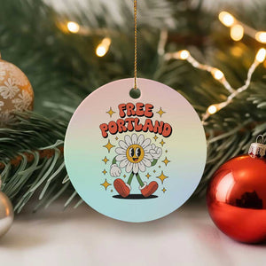 Retro Daisy Free Portland Ceramic Ornament Oregon Freedom Fighter Flower Groovy Graphic TS02 1pc Pastel Print Your Wear