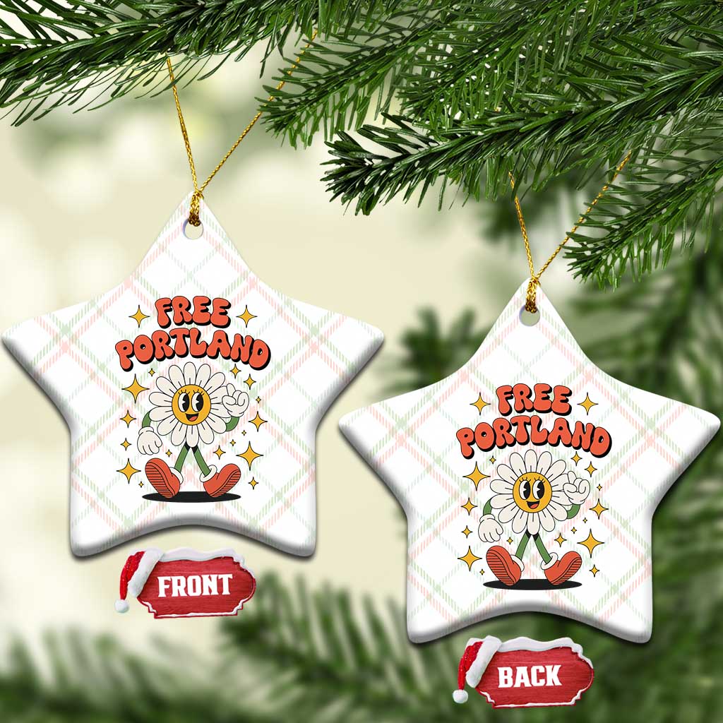 Retro Daisy Free Portland Ceramic Ornament Oregon Freedom Fighter Flower Groovy Graphic TS02 Print Your Wear