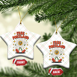 Retro Daisy Free Portland Ceramic Ornament Oregon Freedom Fighter Flower Groovy Graphic TS02 Print Your Wear