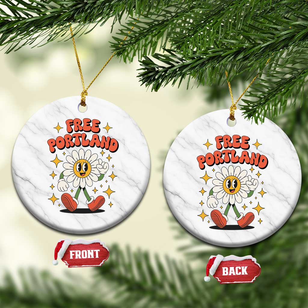 Retro Daisy Free Portland Ceramic Ornament Oregon Freedom Fighter Flower Groovy Graphic TS02 1pc White Marble Print Your Wear