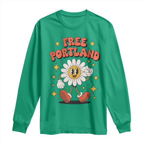 Retro Daisy Free Portland Long Sleeve Shirt Oregon Freedom Fighter Flower Groovy Graphic TS02 Irish Green Print Your Wear
