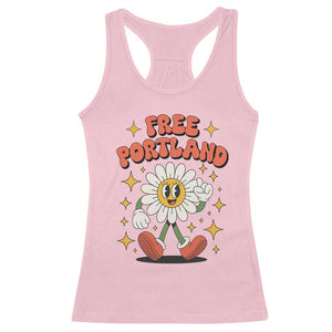 Retro Daisy Free Portland Racerback Tank Top Oregon Freedom Fighter Flower Groovy Graphic - Print Your Wear