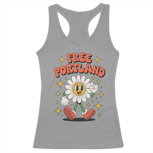 Retro Daisy Free Portland Racerback Tank Top Oregon Freedom Fighter Flower Groovy Graphic - Print Your Wear