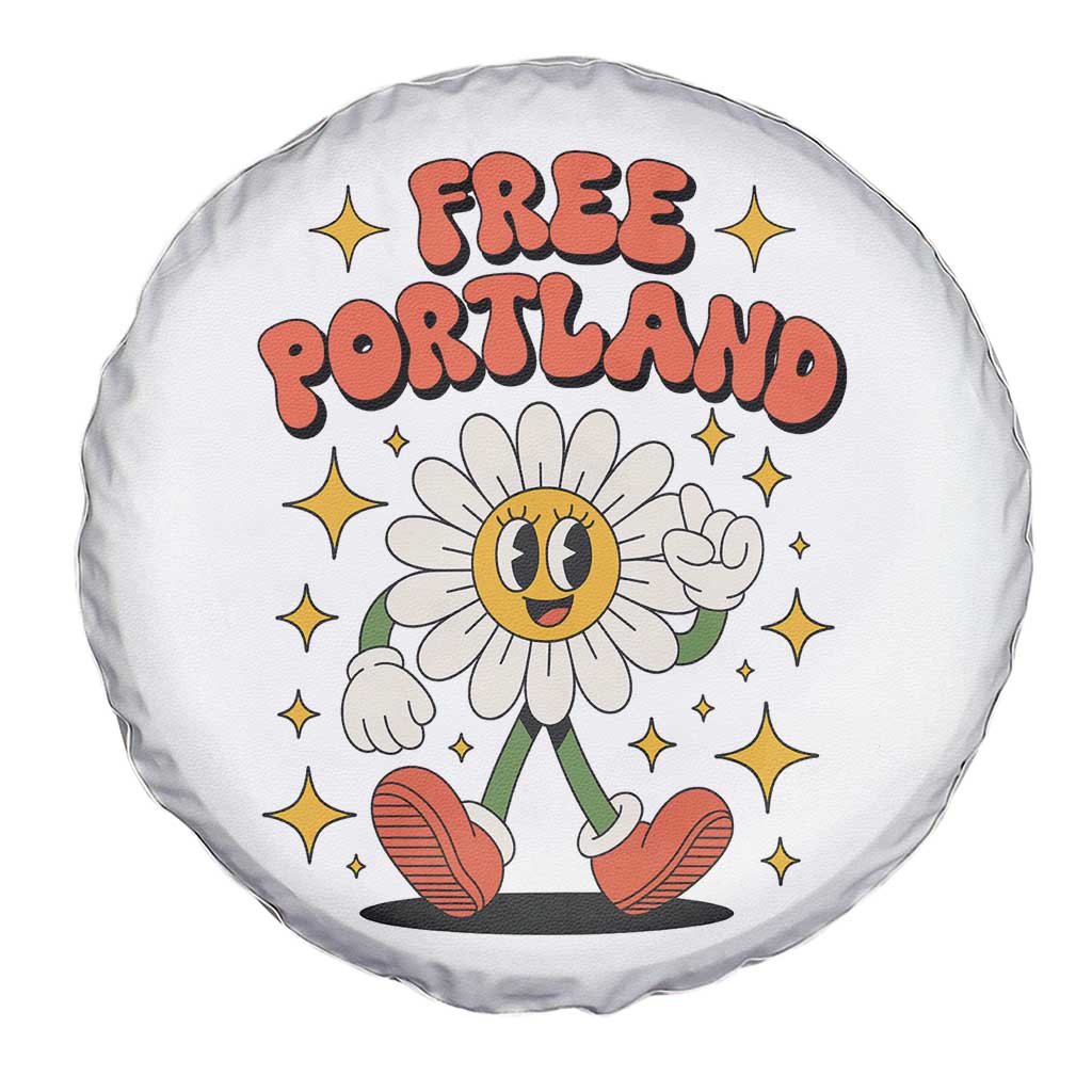 Retro Daisy Free Portland Spare Tire Cover Oregon Freedom Fighter Flower Groovy Graphic TS02 Print Your Wear