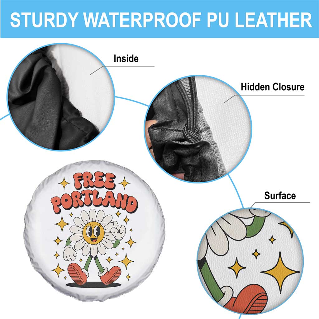 Retro Daisy Free Portland Spare Tire Cover Oregon Freedom Fighter Flower Groovy Graphic TS02 Print Your Wear