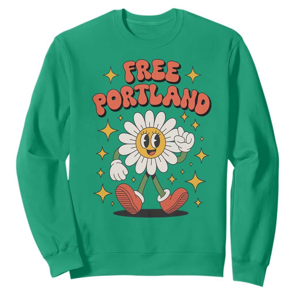 Retro Daisy Free Portland Sweatshirt Oregon Freedom Fighter Flower Groovy Graphic TS02 Irish Green Print Your Wear