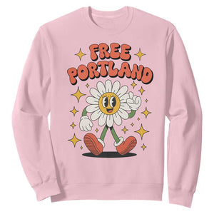 Retro Daisy Free Portland Sweatshirt Oregon Freedom Fighter Flower Groovy Graphic TS02 Light Pink Print Your Wear