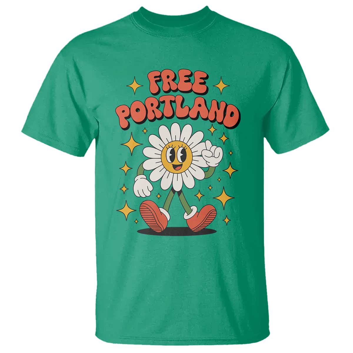 Retro Daisy Free Portland T Shirt Oregon Freedom Fighter Flower Groovy Graphic TS02 Irish Green Print Your Wear