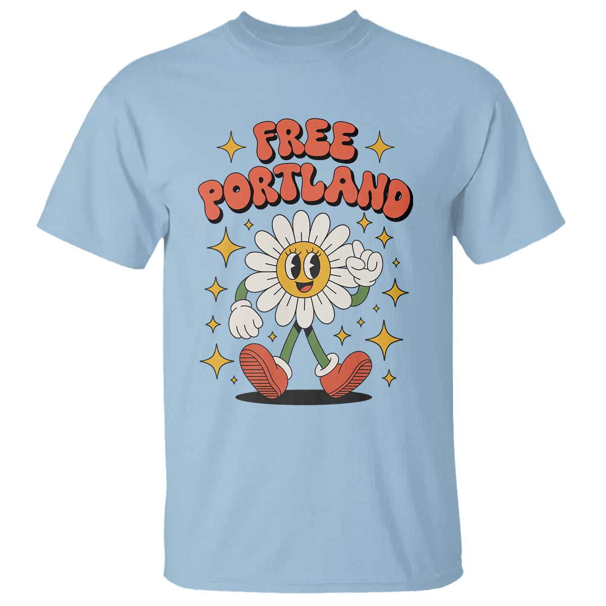 Retro Daisy Free Portland T Shirt Oregon Freedom Fighter Flower Groovy Graphic TS02 Light Blue Print Your Wear