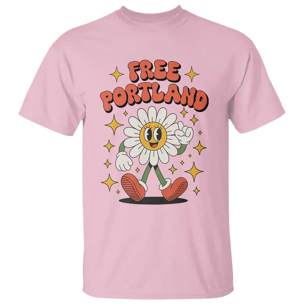 Retro Daisy Free Portland T Shirt Oregon Freedom Fighter Flower Groovy Graphic TS02 Light Pink Print Your Wear