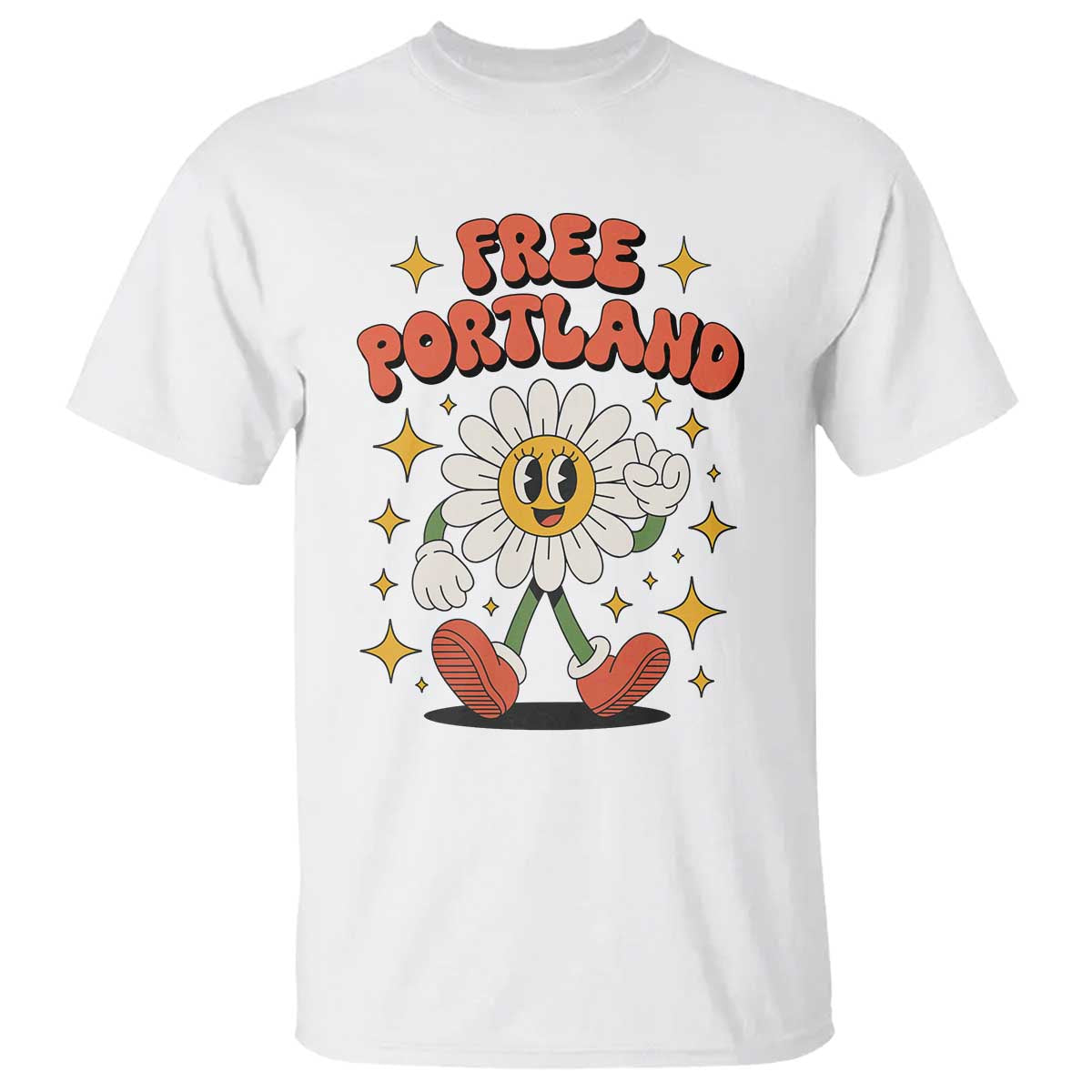 Retro Daisy Free Portland T Shirt Oregon Freedom Fighter Flower Groovy Graphic TS02 White Print Your Wear