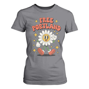 Retro Daisy Free Portland T Shirt For Women Oregon Freedom Fighter Flower Groovy Graphic TS02 Charcoal Print Your Wear