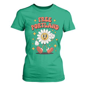 Retro Daisy Free Portland T Shirt For Women Oregon Freedom Fighter Flower Groovy Graphic TS02 Irish Green Print Your Wear