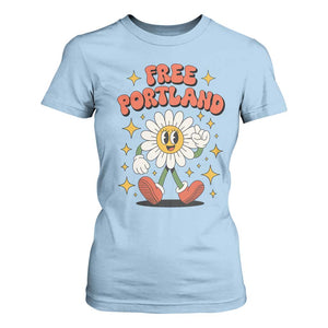 Retro Daisy Free Portland T Shirt For Women Oregon Freedom Fighter Flower Groovy Graphic TS02 Light Blue Print Your Wear
