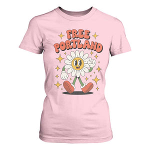 Retro Daisy Free Portland T Shirt For Women Oregon Freedom Fighter Flower Groovy Graphic TS02 Light Pink Print Your Wear