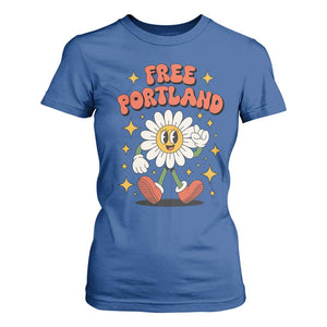 Retro Daisy Free Portland T Shirt For Women Oregon Freedom Fighter Flower Groovy Graphic TS02 Royal Blue Print Your Wear