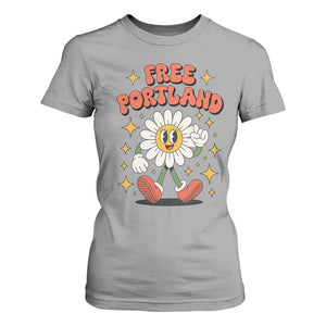 Retro Daisy Free Portland T Shirt For Women Oregon Freedom Fighter Flower Groovy Graphic TS02 Sport Gray Print Your Wear