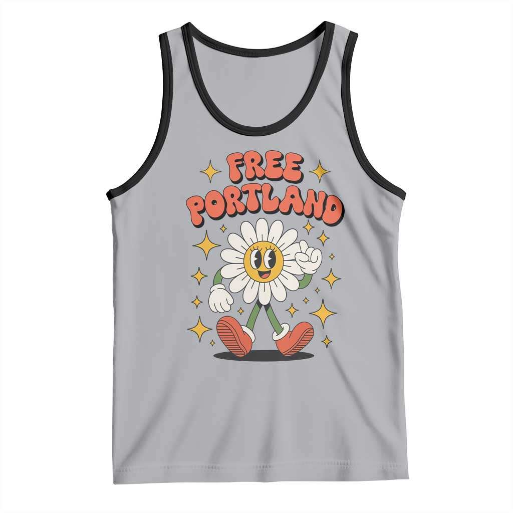 Retro Daisy Free Portland Tank Top Oregon Freedom Fighter Flower Groovy Graphic TS02 Athletic Heather Black Print Your Wear