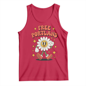 Retro Daisy Free Portland Tank Top Oregon Freedom Fighter Flower Groovy Graphic TS02 Red Print Your Wear