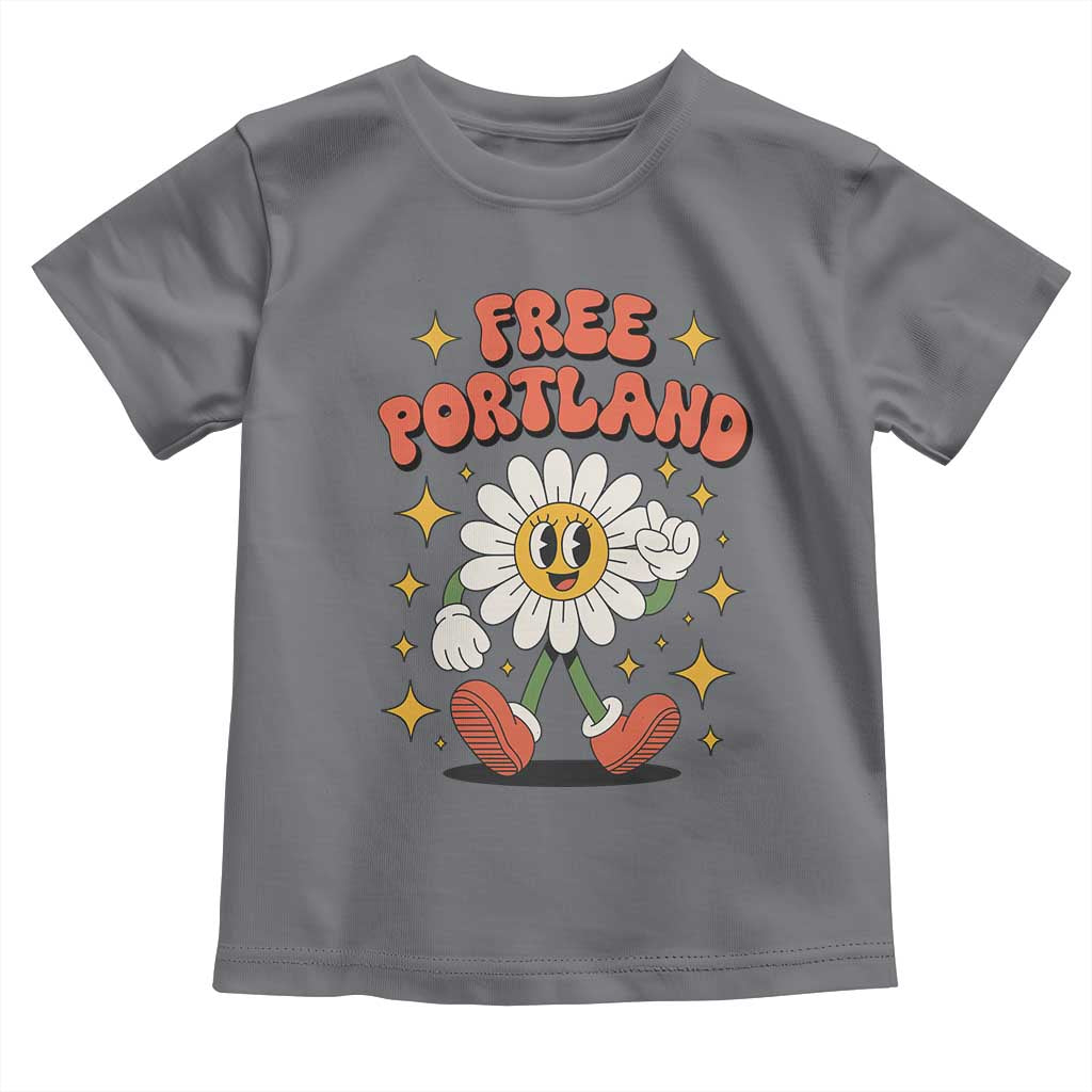 Retro Daisy Free Portland Toddler T Shirt Oregon Freedom Fighter Flower Groovy Graphic TS02 Charcoal Print Your Wear