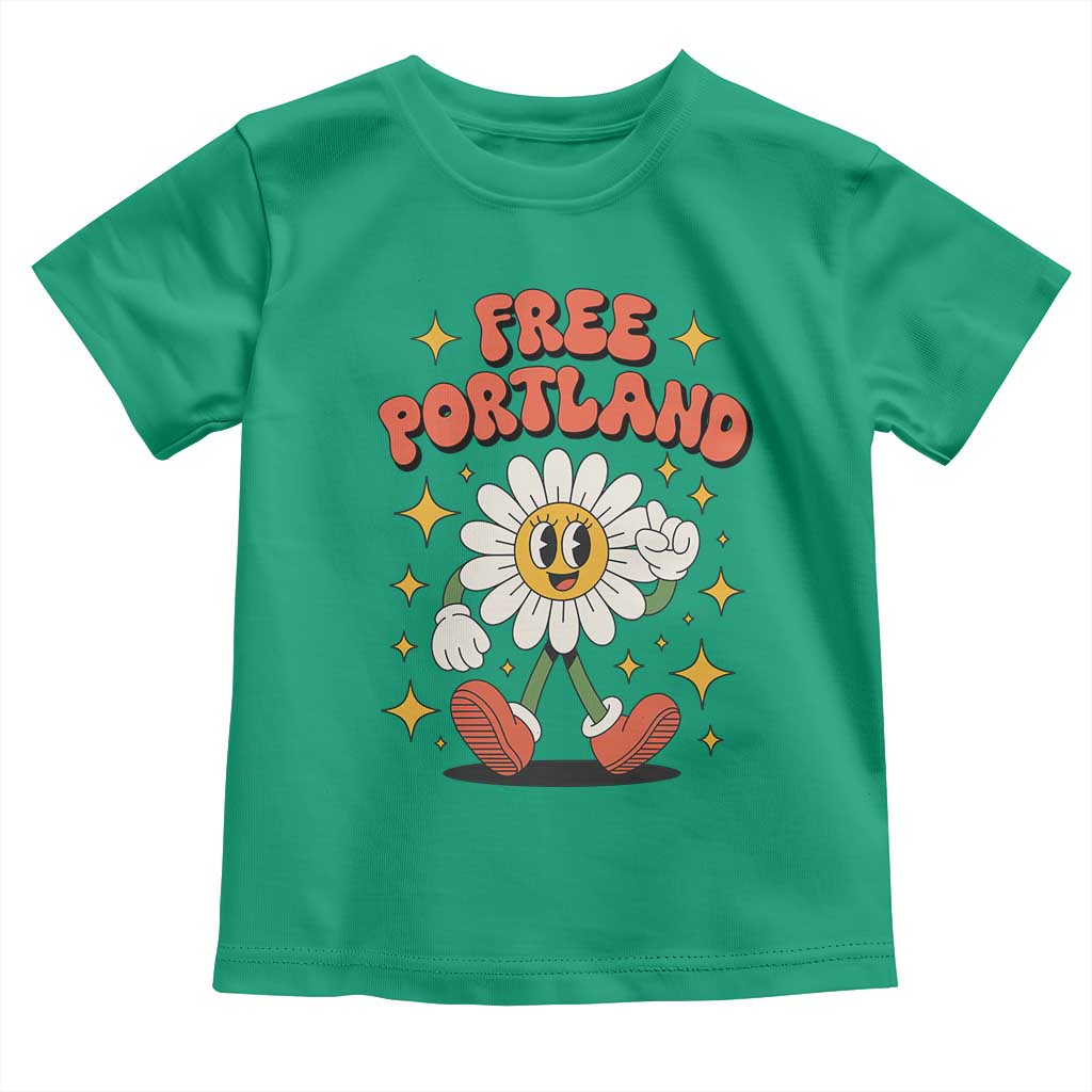 Retro Daisy Free Portland Toddler T Shirt Oregon Freedom Fighter Flower Groovy Graphic TS02 Irish Green Print Your Wear