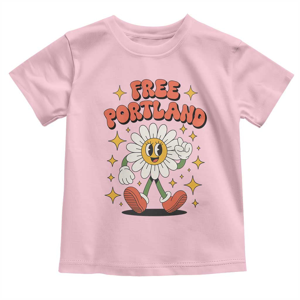 Retro Daisy Free Portland Toddler T Shirt Oregon Freedom Fighter Flower Groovy Graphic TS02 Light Pink Print Your Wear