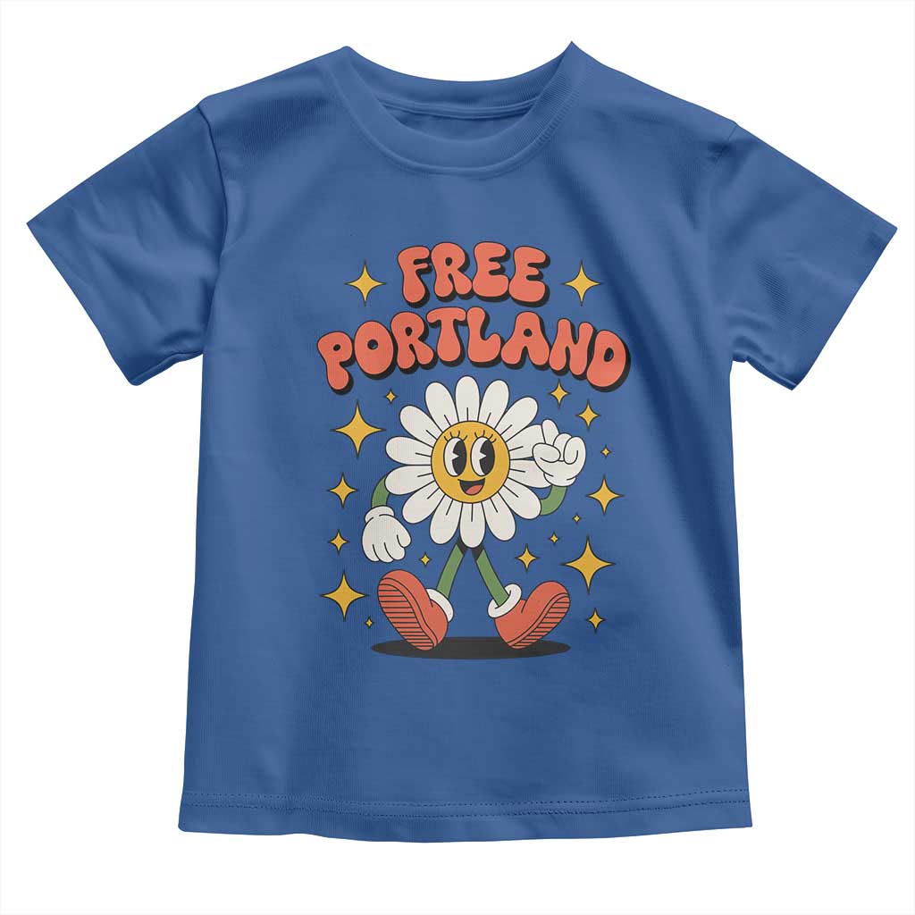 Retro Daisy Free Portland Toddler T Shirt Oregon Freedom Fighter Flower Groovy Graphic TS02 Royal Blue Print Your Wear