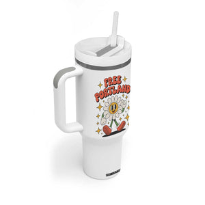 Retro Daisy Free Portland Tumbler With Handle Oregon Freedom Fighter Flower Groovy Graphic TS02 Print Your Wear