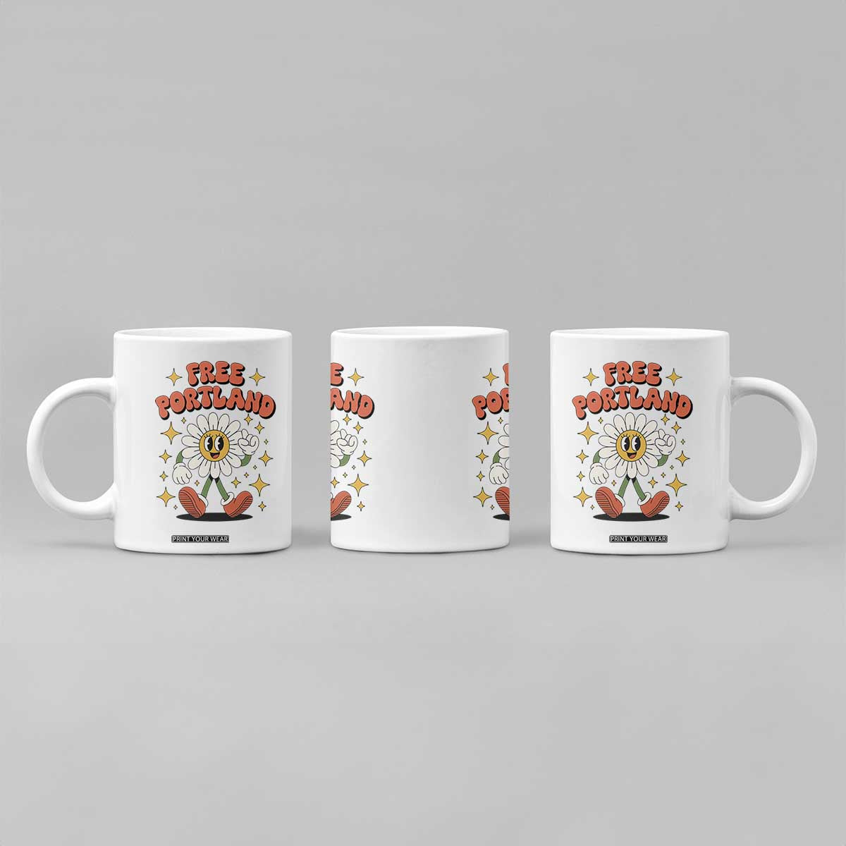 Retro Daisy Free Portland Coffee Mug Oregon Freedom Fighter Flower Groovy Graphic TS02 Print Your Wear