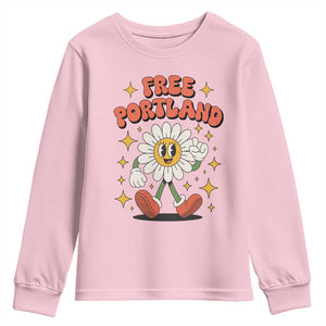 Retro Daisy Free Portland Youth Sweatshirt Oregon Freedom Fighter Flower Groovy Graphic TS02 Light Pink Print Your Wear