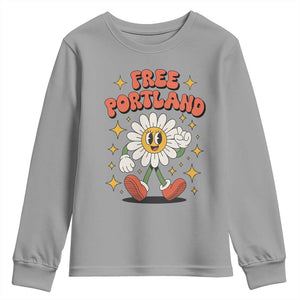 Retro Daisy Free Portland Youth Sweatshirt Oregon Freedom Fighter Flower Groovy Graphic TS02 Sport Gray Print Your Wear
