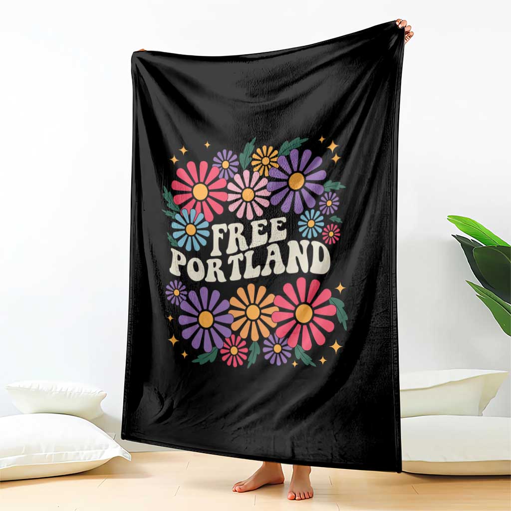Retro Groovy Free Portland Throw Blanket Oregon Freedom Fighter Peaceful Hippie 70s Style TS02 Print Your Wear