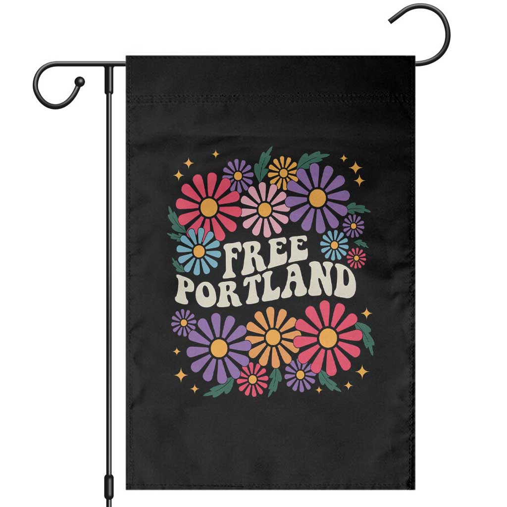 Retro Groovy Free Portland Garden Flag Oregon Freedom Fighter Peaceful Hippie 70s Style TS02 Black Print Your Wear