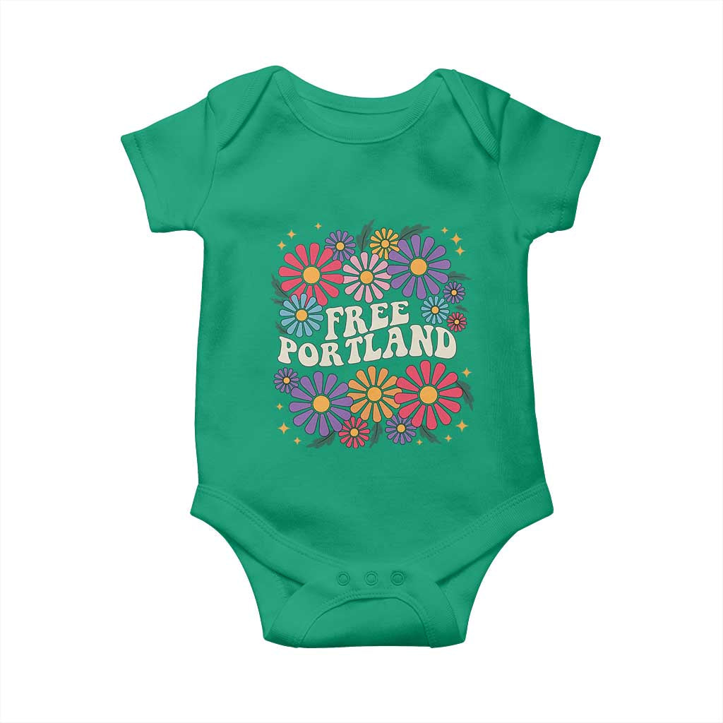 Retro Groovy Free Portland Baby Onesie Oregon Freedom Fighter Peaceful Hippie 70s Style TS02 Irish Green Print Your Wear