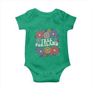 Retro Groovy Free Portland Baby Onesie Oregon Freedom Fighter Peaceful Hippie 70s Style TS02 Irish Green Print Your Wear