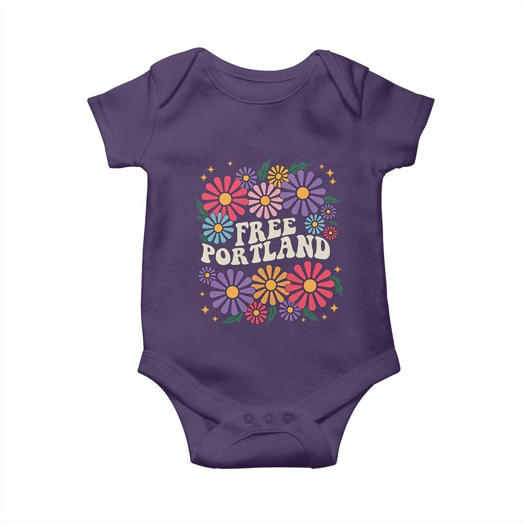 Retro Groovy Free Portland Baby Onesie Oregon Freedom Fighter Peaceful Hippie 70s Style TS02 Purple Print Your Wear