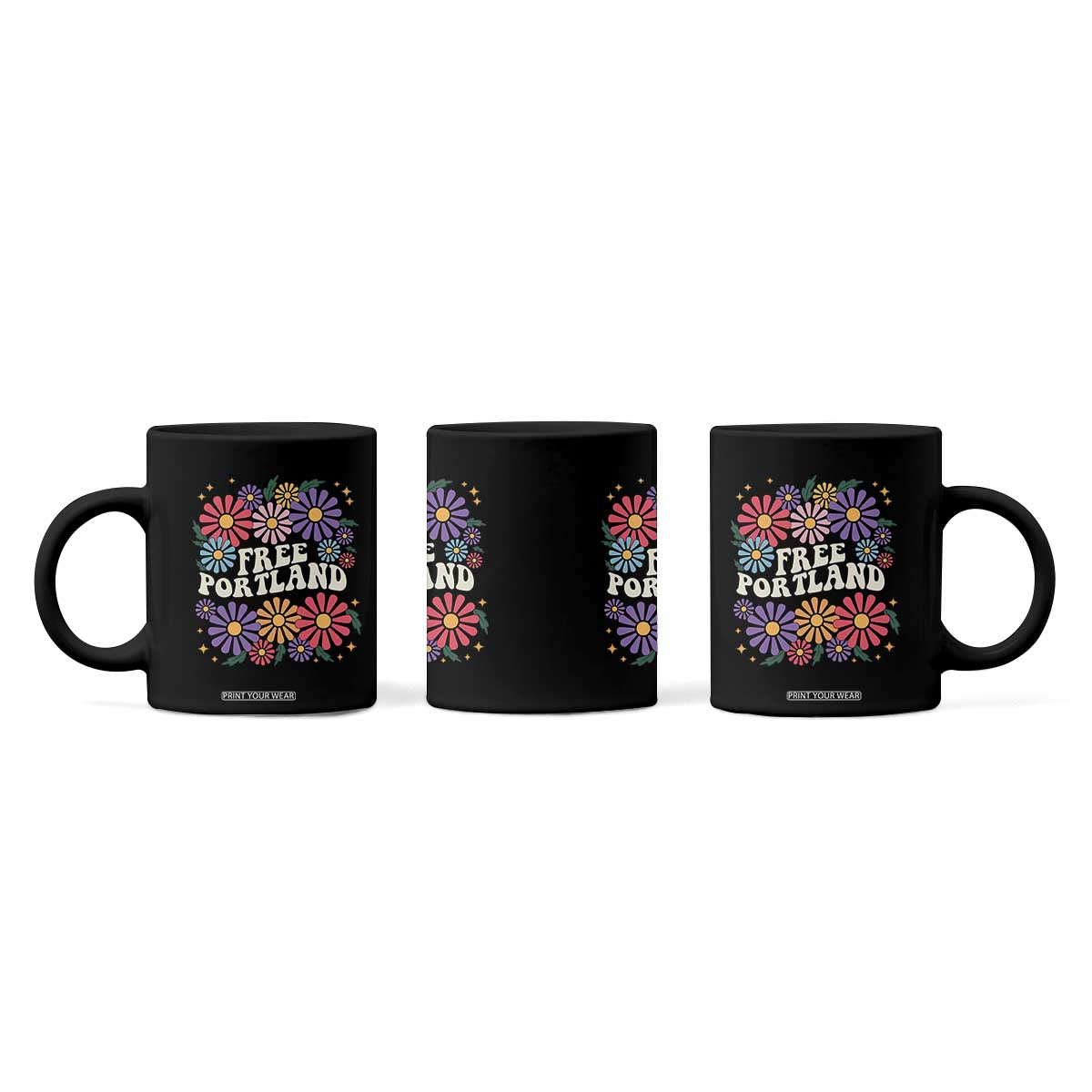Retro Groovy Free Portland Coffee Mug Oregon Freedom Fighter Peaceful Hippie 70s Style TS02 Print Your Wear