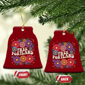 Retro Groovy Free Portland Ceramic Ornament Oregon Freedom Fighter Peaceful Hippie 70s Style TS02 Print Your Wear