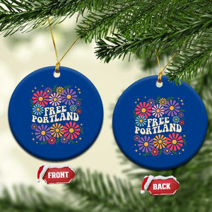 Retro Groovy Free Portland Ceramic Ornament Oregon Freedom Fighter Peaceful Hippie 70s Style TS02 1pc Blue Print Your Wear