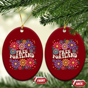 Retro Groovy Free Portland Ceramic Ornament Oregon Freedom Fighter Peaceful Hippie 70s Style TS02 Print Your Wear
