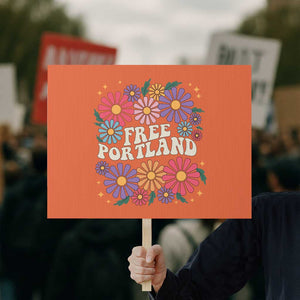 Retro Groovy Free Portland Protest Sign Oregon Freedom Fighter Peaceful Hippie 70s Style - Print Your Wear