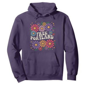 Retro Groovy Free Portland Hoodie Oregon Freedom Fighter Peaceful Hippie 70s Style TS02 Purple Print Your Wear