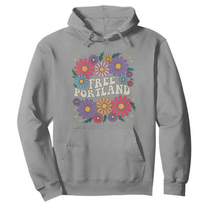 Retro Groovy Free Portland Hoodie Oregon Freedom Fighter Peaceful Hippie 70s Style TS02 Sport Gray Print Your Wear