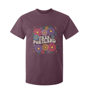 Retro Groovy Free Portland T Shirt For Kid Oregon Freedom Fighter Peaceful Hippie 70s Style TS02 Maroon Print Your Wear