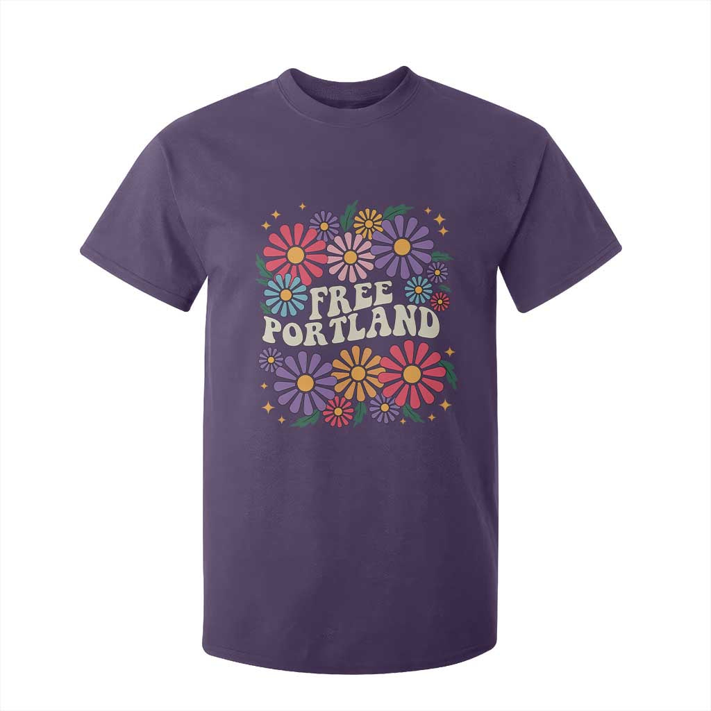 Retro Groovy Free Portland T Shirt For Kid Oregon Freedom Fighter Peaceful Hippie 70s Style TS02 Purple Print Your Wear