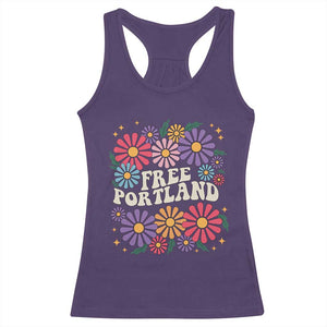 Retro Groovy Free Portland Racerback Tank Top Oregon Freedom Fighter Peaceful Hippie 70s Style - Print Your Wear