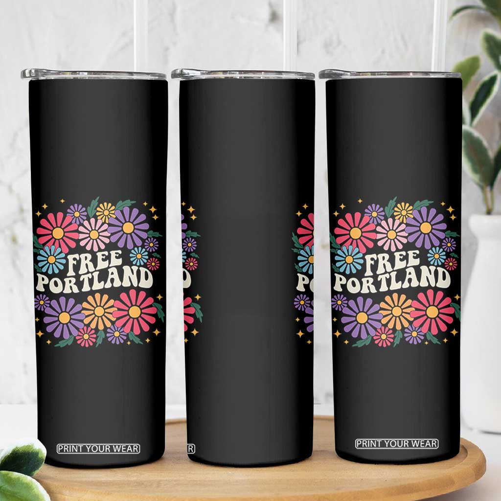 Retro Groovy Free Portland Skinny Tumbler Oregon Freedom Fighter Peaceful Hippie 70s Style TS02 Print Your Wear
