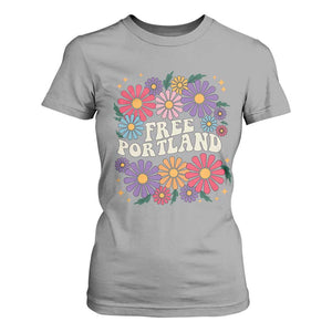 Retro Groovy Free Portland T Shirt For Women Oregon Freedom Fighter Peaceful Hippie 70s Style TS02 Sport Gray Print Your Wear